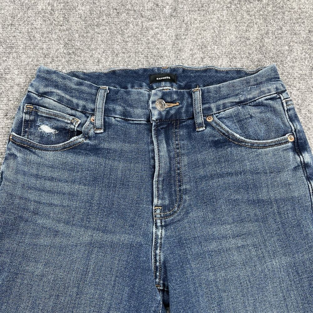 Express Jeans Womens Medium 27X32 Mid Rise 70s Flare Ultra Hyper Stretch - Picture 3 of 11